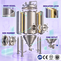 Fermenteur conique en acier inoxydable à double enveloppe, neuf, directement de l'usine, pour brasserie artisanale et production de boissons