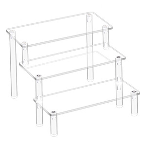 아크릴 보석 향수 저장 디스플레이 랙 투명 3 레이어 라이저 아크릴 피규어 장난감 사다리 디스플레이 랙 - Product Image 1