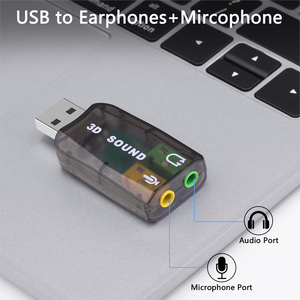 Tarjeta de sonido USB OEM, interfaz de <span class=keywords><strong>Audio</strong></span> de 5,1 canales, adaptador de micrófono externo de 3,5mm, tarjeta de sonido externa - Product Image 6