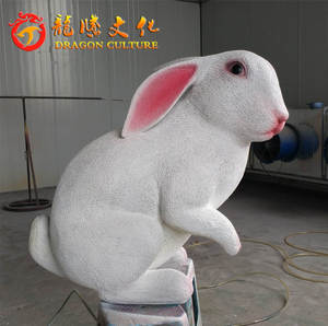 Estatua de <span class=keywords><strong>Conejo</strong></span> de Fibra de Vidrio de Tamaño Real, Realista y Vívida, Modelo de Animal Animatrónico de Alta Calidad para Exhibición - Product Image 5