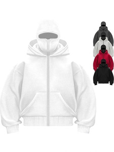 クロスボーダー新作カーディガンジッパーダブルハットセーターDIYライトパネルユニセックス秋冬カップルパーカープリントロングイメージ - Product Image 5