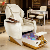 Fauteuil de pédicure haut de gamme, design moderne, dossier réglable, fibre de verre, massage tactile, spa, salon de manucure