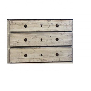 Commode à 3 tiroirs en bois antique avec quincaillerie en laiton, meuble polyvalent pour la maison, l'hôtel, la chambre, la cuisine, la salle à manger, le salon - Product Image 3