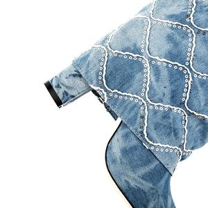 Bottes d'hiver de luxe pour femmes, en Denim, grande taille 43, avec fermeture éclair latérale, bottes <span class=keywords><strong>requin</strong></span> pour dames - Product Image 4