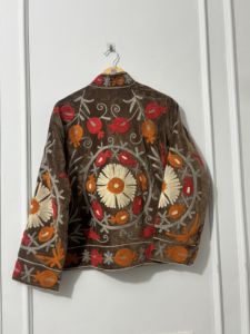 Women Handmade Knitted <b>Velvet</b> Embroidered Floral Folk Bomber Jacket Luxury Ethnic Boho Winter Breathable Outerwear Export - Product Image 3