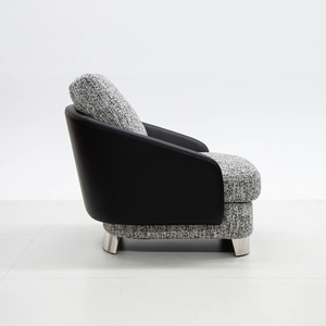 Modern Italian Furniture Single Sofa <b>Chair</b> Fabric Leather Art Stainless Steel Metal Feet Convertible Light Luxury Leisure <b>Chair</b> - Product Image 3