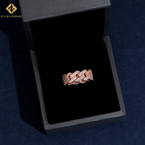 Classic Iced Out Moissanite Hip Hop Jewelry 925 Sterling <b>Silver</b> Moissanite Cuban <b>Ring</b> Hip Hop Diamond <b>Ring</b> for Men - Product Image 4