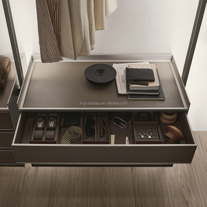 Walk in Closet Steel in Cabinet <span class=keywords><strong>Ropa</strong></span> modular Diseño de madera Sistema independiente de doble deslizamiento Walk Wood Clothes Armario Set - Product Image 6