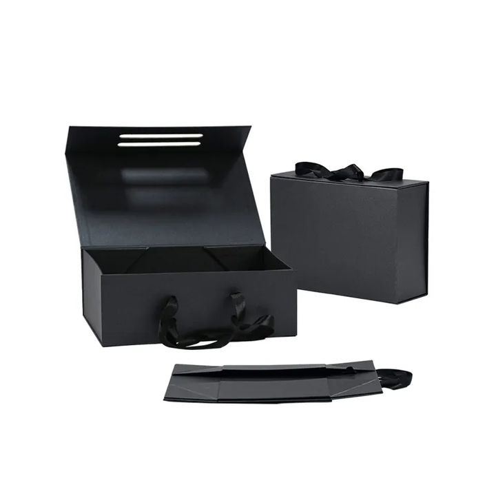 Custom logo Black Magnet Paper Folding Gift Box Packaging Luxury ...