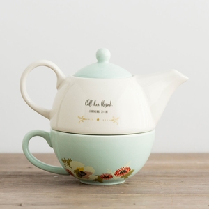 <span class=keywords><strong>Set</strong></span> da Tè in Ceramica Moderno <span class=keywords><strong>Due</strong></span> in Uno Stile Nautico con Tazza e Teiera - Product Image 2