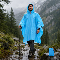 Poncho de pluie imperméable en polyester pour adulte, léger, réutilisable, avec capuche, pour la randonnée, le camping, les voyages en plein air