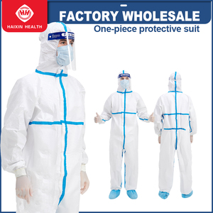 CE 하이 퀄리티 일회용 보호 전체 허베이 Haixin 의학 보호 옷 PP hazmat 블루 바지 세트 도매 - Product Image 2