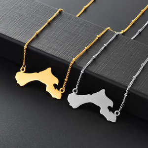 Collar de cadena con mapa de la isla de Bonaire del Mar Caribe de acero inoxidable, collar con colgante de Bonaire DE LAS <span class=keywords><strong>Antillas</strong></span> Holandesas chapadas en oro de 18 quilates - Product Image 4
