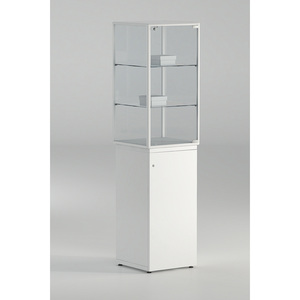 Vitrine 43x43x177 cm avec porte en verre blanc, étagères réglables et porte à charnière verrouillable - Product Image 1