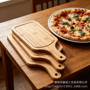 Tabla de cortar de bambú rectangular de 14x33cm, 16x44cm, 22x44cm con asa para cortar pizza, sushi y uso en la cocina. - Product Image 1