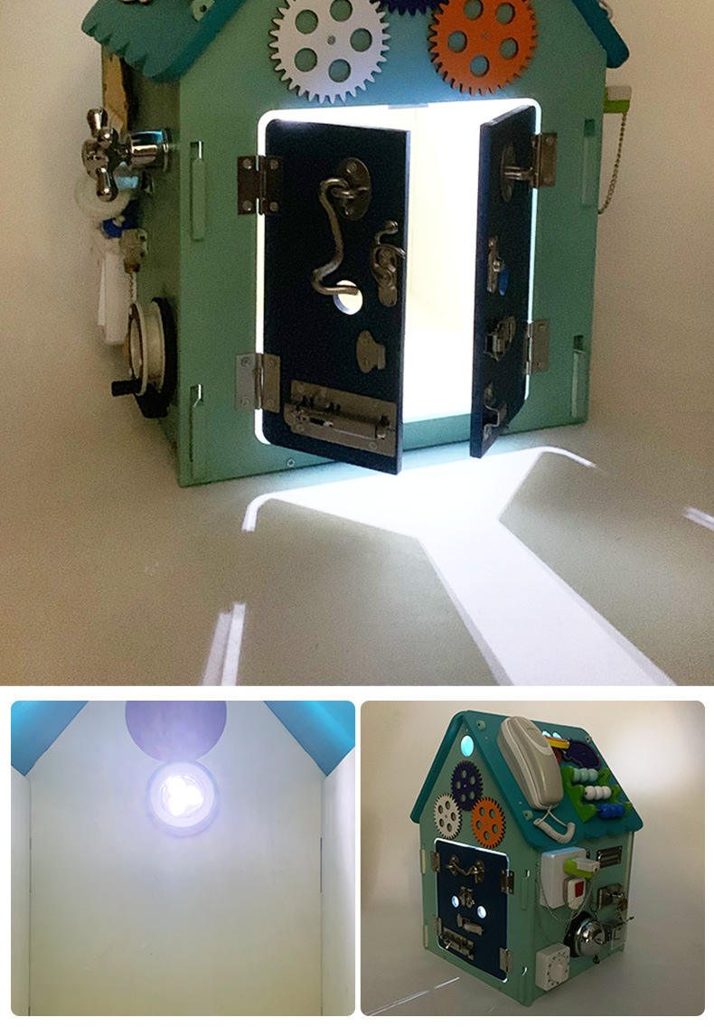 Children's Montessori Wooden Toddler Wooden Busy Board Sensory Activity  Board for Toddlers Children Learn Toys