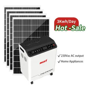 MUST 5KWH 10KWH Sistema solar de almacenamiento de energía todo en uno HBP1800 Serie 1000W 3000W batería de litio incorporada