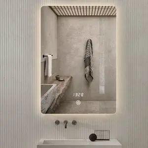 مرآة ذكية مع مصباح LED ، مثبتة على الحائط ، مرآة تزيين للحمام