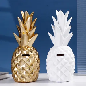 Redeco Personalisatie Fruit Spaarpot Gouden Ananas Spaarpot Witte Hars Kinderen Spaarpot Voor Geschenken Huisdecoratie