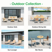 Salons de jardin vintage en aluminium avec table basse, ensembles de canapés modulaires en forme de L pour jardin, cour, hôtel