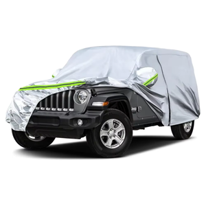 Housse de protection pour <span class=keywords><strong>Jeep</strong></span> <span class=keywords><strong>Wrangler</strong></span> 4 portes 2007-2025, argentée, toutes saisons, avec fermeture éclair sur la porte, bande coupe-vent pour neige, pluie, poussière, grêle - Product Image 1