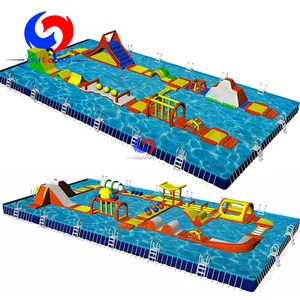 Parco acquatico galleggiante gonfiabile dei parchi di divertimenti commerciali mobili con la piscina fuori terra portatile