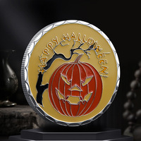 Happy Halloween tête de citrouille pièces commémoratives métal fer décorations pour la maison avec Logo imprimé UV plaqué médaille Souvenirs cadeaux
