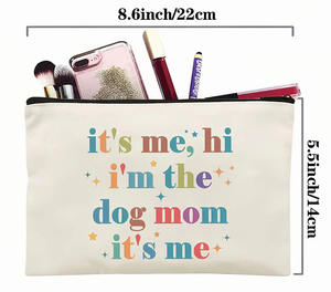 Bolsa de maquillaje de lona de algodón para almacenamiento de artículos de tocador con logotipo personalizado, estuches de lápices de lona con cremallera para bricolaje, neceser de viaje para promoción - Product Image 6