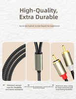 Cable de Audio Divisor en Y de 3.5mm a Doble RCA, Chapado en Oro, con Cubierta Trenzada y Doble Blindaje, para Altavoces, Amplificador, PC y Teléfono