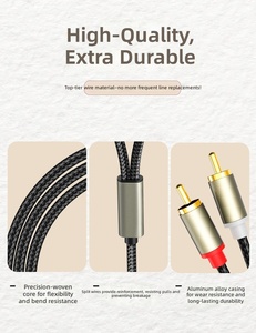 <span class=keywords><strong>สาย</strong></span>สัญญาณเสียงแบบแยก Y ขนาด <span class=keywords><strong>3.5</strong></span> มม. เป็น Dual RCA ชุบทอง พร้อมปลอกหุ้มแบบถัก ป้องกันสัญญาณรบกวนสองชั้น สำหรับลำโพง แอมป์ พีซี และโทรศัพท์ - Product Image 2