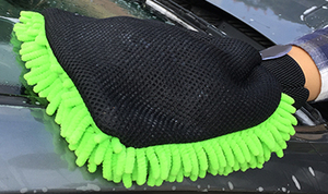 Một bên cheinlle Một Bên lưới xe làm sạch rửa <span class=keywords><strong>Mitt</strong></span> sợi nhỏ màu xanh lá cây cheinelle rửa xe <span class=keywords><strong>MITT</strong></span> - Product Image 3
