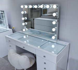 <span class=keywords><strong>Tocador</strong></span> con <span class=keywords><strong>espejo</strong></span> y luces <span class=keywords><strong>Tocador</strong></span> con cajones grandes 3 modos de iluminación Brillo ajustable para dormitorio - Product Image 4