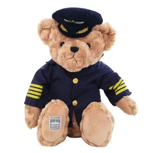 Uniformes de captain en usine personnalisés, ours en peluche, jouets animaux en peluche