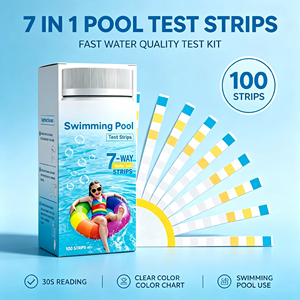 Bandelettes de <span class=keywords><strong>test</strong></span> 7-en-1 pour <span class=keywords><strong>piscine</strong></span> : chlore, pH, dureté, alcalinité, <span class=keywords><strong>acide</strong></span> <span class=keywords><strong>cyanurique</strong></span> pour l'entretien de l'eau des spas, bains à remous et jacuzzis - Product Image 4