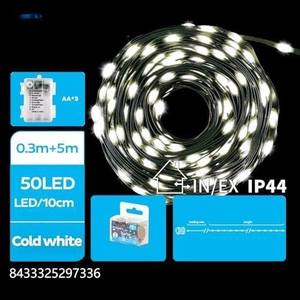 Ghirlanda di luci LED a batteria 3AA, 5m, PVC e rame, luce bianca fredda, ideale per decorazioni e ambienti accoglienti. - Product Image 1