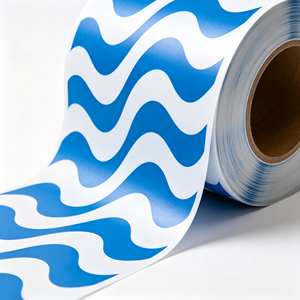 <b>Blue</b> White Flame Pattern Adhesive Film <b>Roll</b> Custom Sticker Wrap Plastic Film for Gift Craft Packaging - Product Image 6