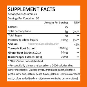 เยลลี่ขมิ้นมังสวิรัติเคอร์คูมินน้ำมันเมล็ดสีดำ95% ส้มไบโอเพอรีนฉลากตามต้องการ - Product Image 2