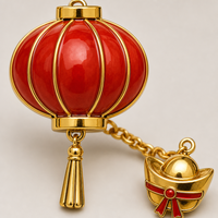 Broche Lanterne Rouge Lingot d'Or, Épingle en Émail Dur 3D, Bijou du Nouvel An Chinois, Vente en Gros, Épingle de Revers, Badge Personnalisé, Usine OEM