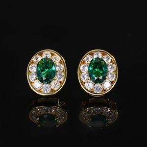 Wholesale Eco-friendly Copper Gold Plated 8*10-5*7mm <b>Emerald</b> Green Cubic Zirconia Retro Jewelry Set for Women - Product Image 5