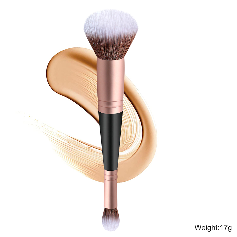 Brocha para base de maquillaje negro y oro rosa