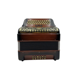 Accordéon Diatonique Professionnel SEASOUND 34 Boutons 12 Basses 3 Registres Corps en Bois Flamme Grille Noire et Dorée JB3412C - Product Image 2