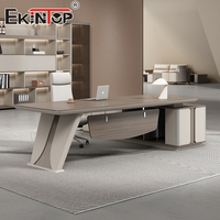 Ensemble de mobilier de bureau de direction moderne de luxe Ekintop CEO, bureau convertible en bois, modulaire, extensible et réglable
