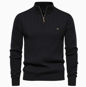 Men's Ribbed Half Zip Sweater <b>Pullover</b> Knitted <b>Jumper</b> Casual Winter Top - Product Image 1