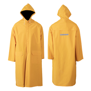 Impermeable Largo Amarillo para <span class=keywords><strong>Trabajadores</strong></span> <span class=keywords><strong>de</strong></span> Saneamiento, <span class=keywords><strong>de</strong></span> PVC y Poliéster, con Banda Reflectante, para Protección Laboral - Product Image 5