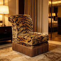 Fauteuil d'appoint en velours style Art déco vintage pour salon, mobilier d'hôtel, imprimé animal (tigre, léopard, zèbre), fauteuils pour hall d'entrée