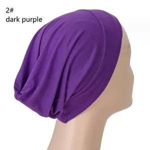 Nuevo Modal Pullover Cap Alta calidad Diadema Tube Caps Hijab Venta al por mayor Color sólido Pequeño musulmán Base Cap