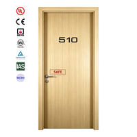 Porte d'hôtel en bois ignifugée certifiée UL, insonorisée et résistante au feu pendant 20 à 90 minutes, porte simple commerciale ignifugée et cadre résistant au feu