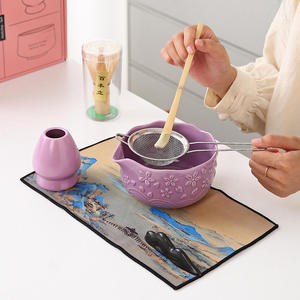 Juego de Té <span class=keywords><strong>Matcha</strong></span> de Cerámica Estilo Japandi de 7 Piezas - Tazón con Boquilla de Flor de Cerezo para Ventas Internacionales - Product Image 2