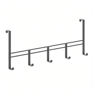 MetalTex Door Hanging <b>Rail</b> Lava 5 <b>Hooks</b> Over Door Storage Rack For Coats Hats Towels Bathroom Kitchen Use - Product Image 2