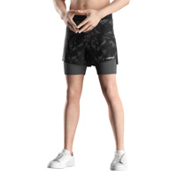 Shorts de course pour hommes, double couche, mélange de poly et de spandex, poche intérieure, découpe au laser, respirant, pour le cyclisme et le jogging